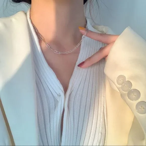 Brand New 925 Sterling Silver Layered Necklace Sparking 3pc Set Minimalist Chain - Picture 6 of 9